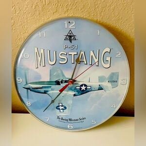 Vtg Military War Plane Mustang P-51 Boeing Milestone Series Wall Clock  “cl”
